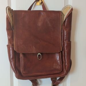 Classic Tan Leather Backpack